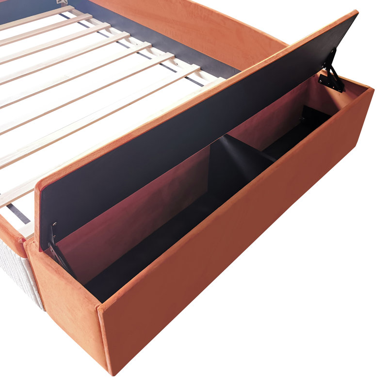 Modern Upholstered Montessori Bed With Storage Bench And Step Stool, Full, Brown