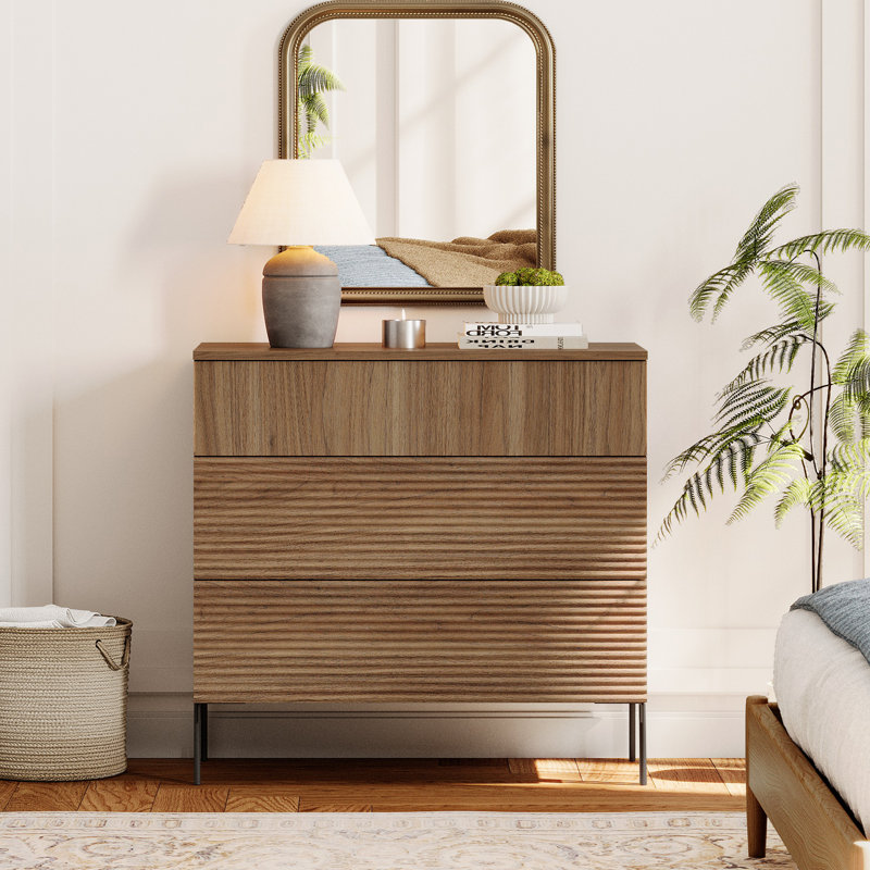Commode à 3 tiroirs Union Rustic Modern, Noyer