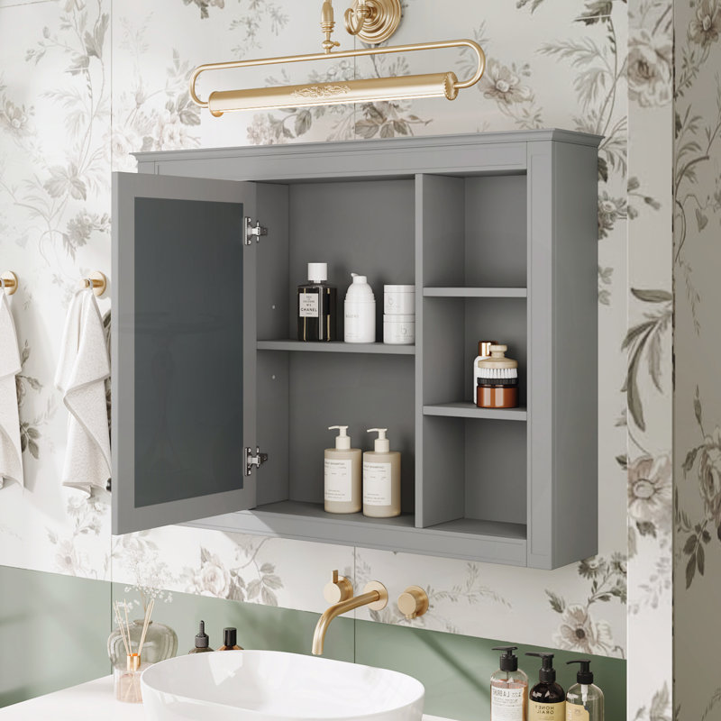 Pharmacie murale 35 "x 27,5" avec miroir, Gris