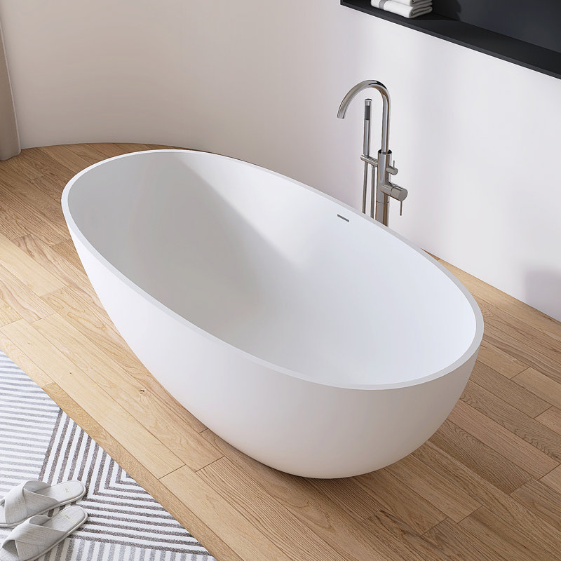  Baignoire de trempage autoportante en résine 61 po x 30 po, Blanc