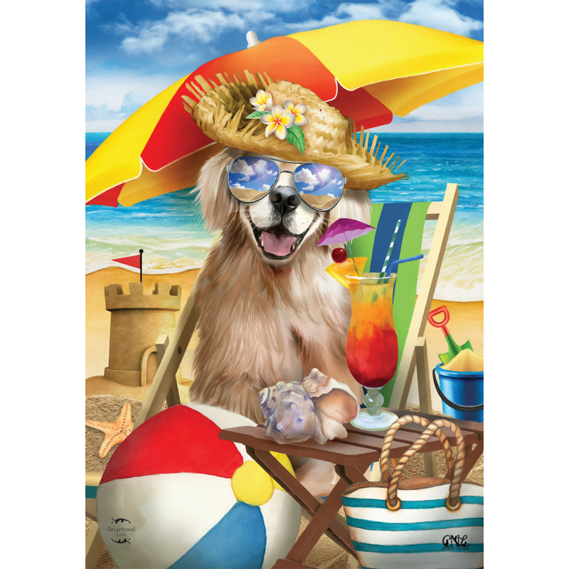 Drapeau de jardin plage et chien