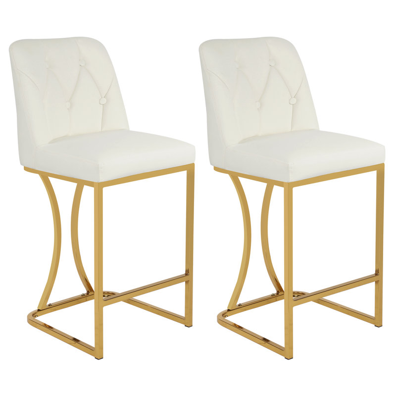 Tabouret de comptoir rembourré en similicuir, Blanc