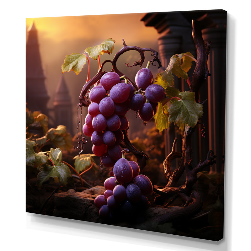 «Fruit Royal Grapes Vineyard I», art mural fruits, H 30 po x l 30 po x P 1,5 po