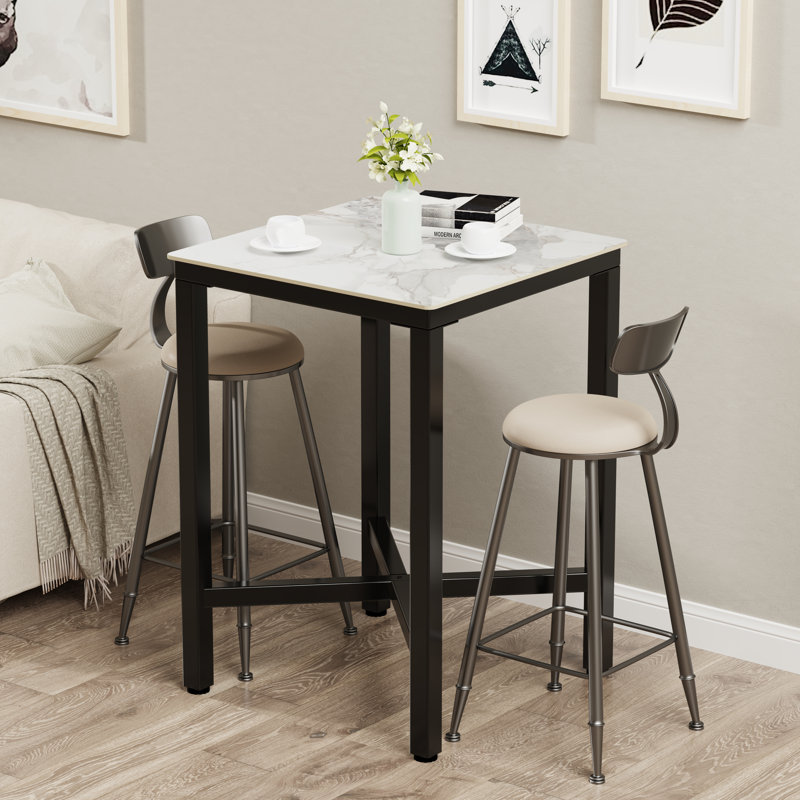 Mianca Marble Top Metal Base Dining Table, Jade White