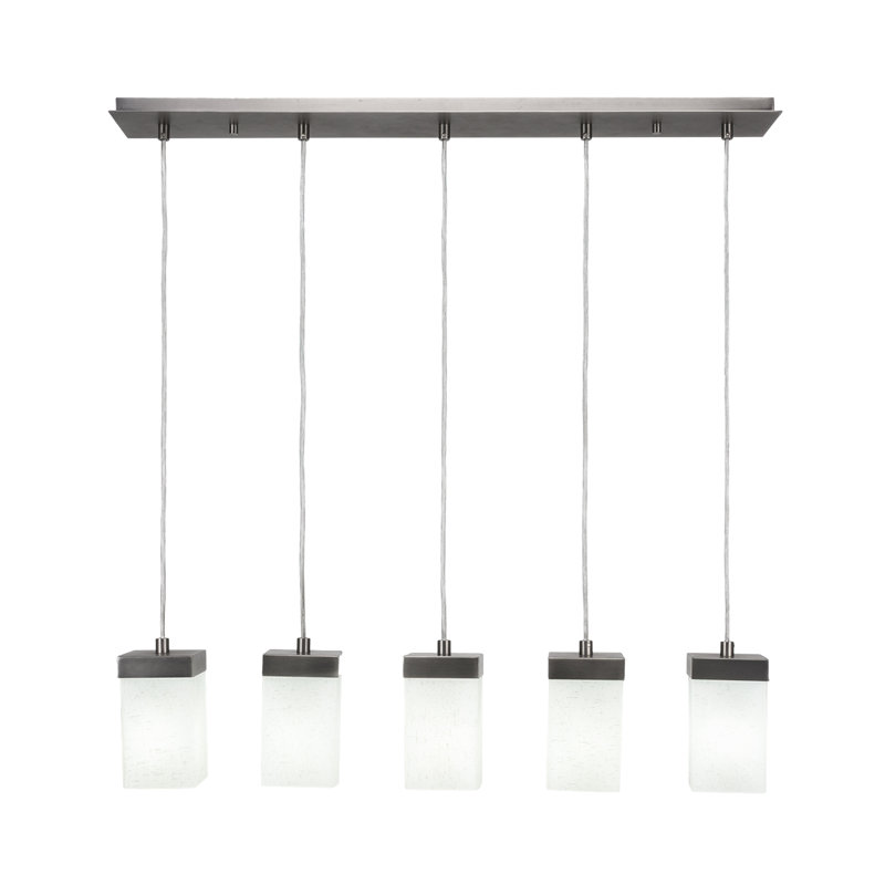 Luminaire suspendu linéaire à 5 lumières Karson avec verre carré en mousseline de 4 po, Graphite