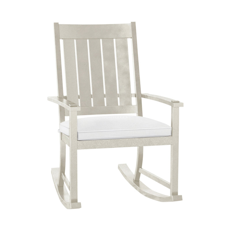 Chaise berçante extérieure à lattes Club Wrought, Welt, Craie, Verona brume