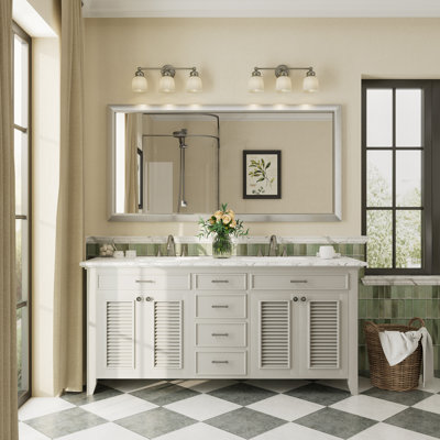Amara Tempered Glass and Aluminum Alloy Framed French Cleat Mounted Wall Mirror