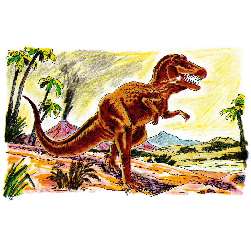 Angry Tyrannosaur by Curtis - Wrapped Canvas Painting, 30 cm H x 46 cm W