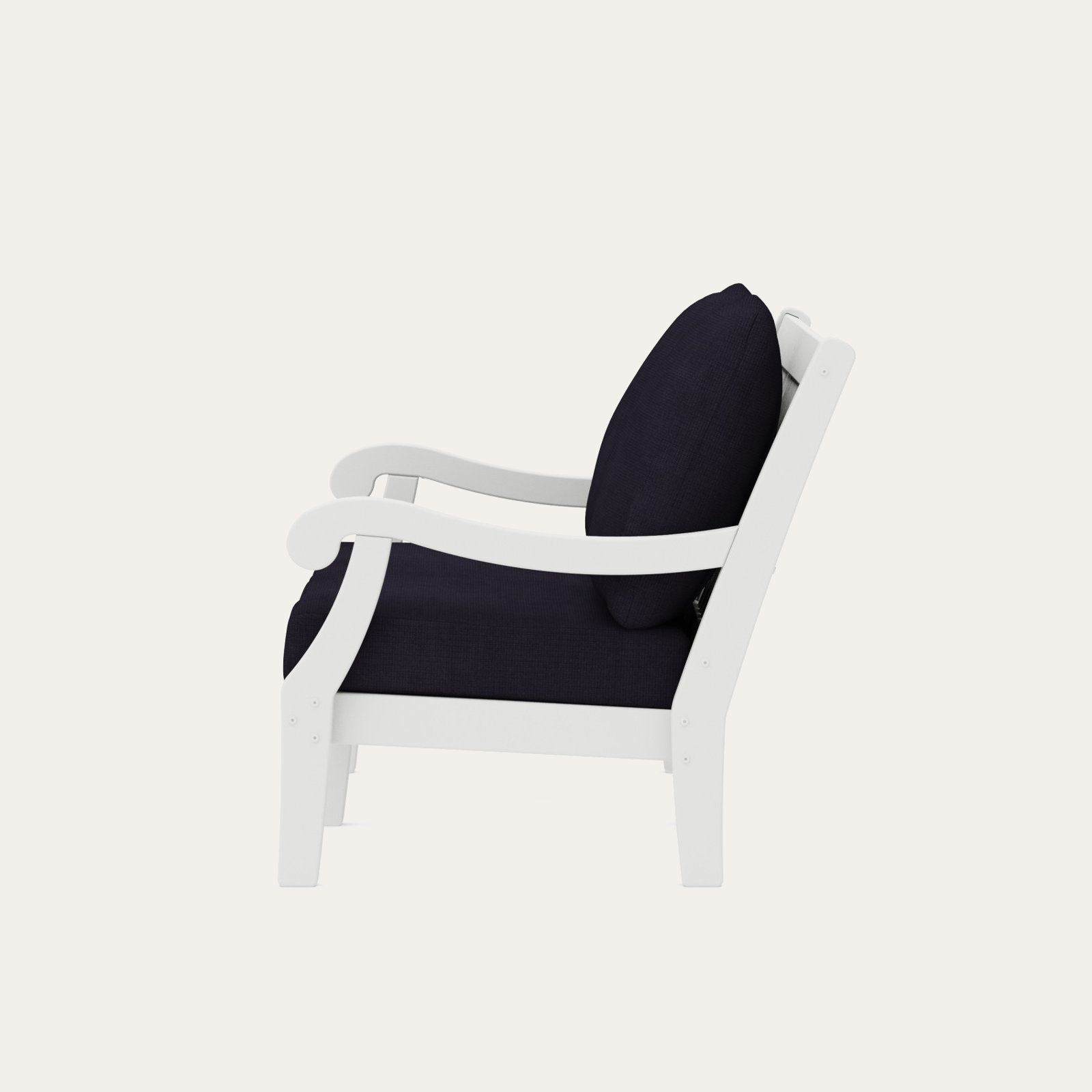 POLYWOOD® Verlyn 49" Patio Loveseat, Navy Linen Cushion/White Frame