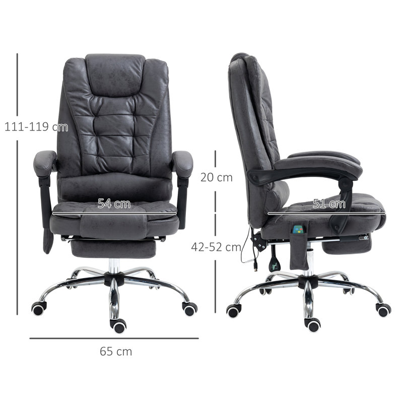 Barkett Upholstered Executive Chair with Massage Feature, Dark Grey, Microfiber / Microsuede