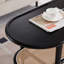 Table basse ovale en bois massif avec tablette en rotin Arzate-1345146489