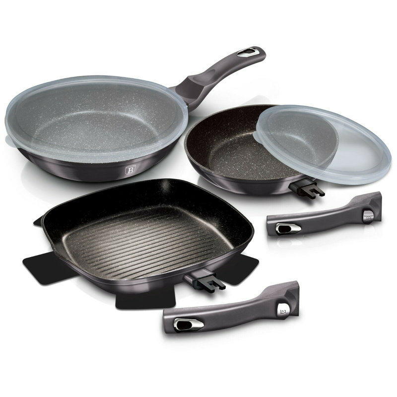 Aluminum Non-Stick Frying Pan Set, Black