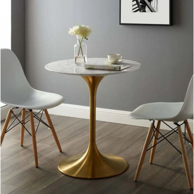 Gala Round Faux Marble Coffee Table – Modern Gold Metal Base Accent Table