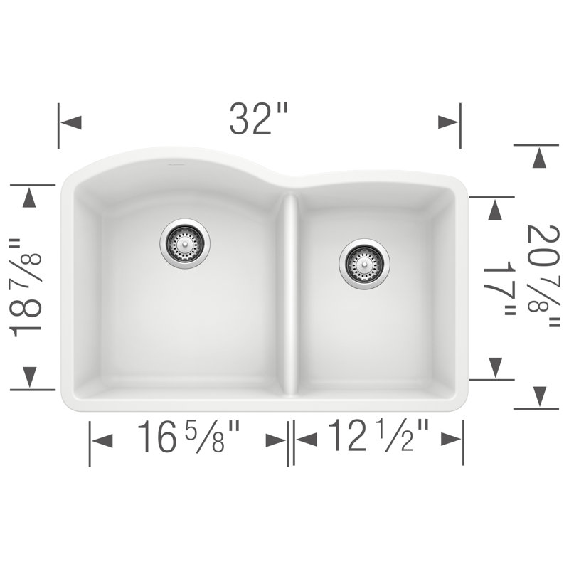 Évier de cuisine à double cuve 60/40 Diamond SILGRANIT - Blanc, Blanc