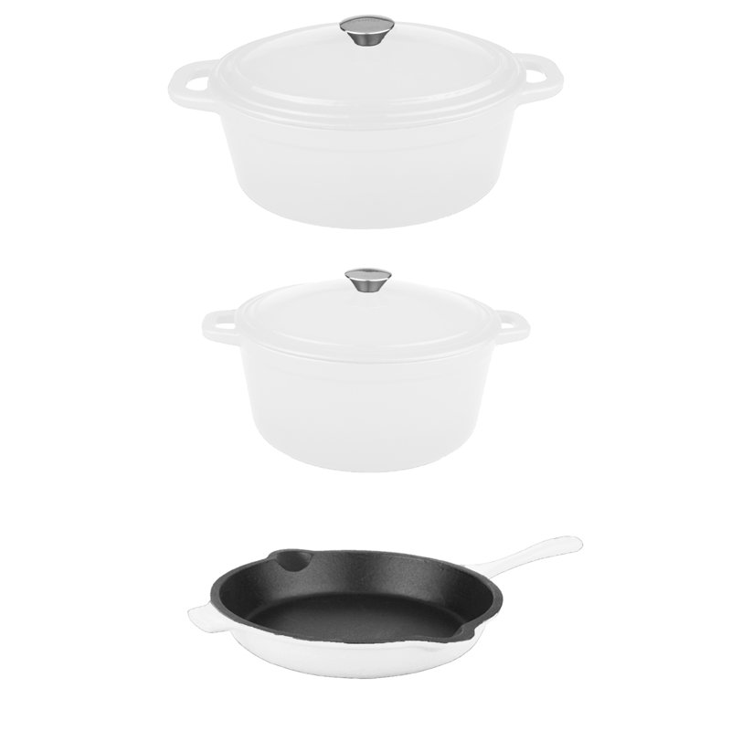 Batterie de cuisine en fonte 5 pièces BergHOFF Neo, poêle à frire de 10 po, cocotte de 5 pte et cocotte de 8 pte