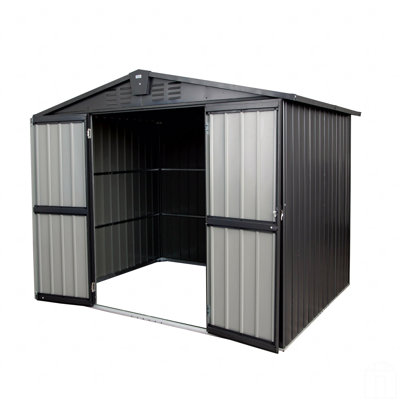 Outdoor Storage Shed 8.2'X 6.2', Metal Garden Shed For Bike, Trash Can, Galvanized Steel Outdoor Storage Cabinet With Lockable Door