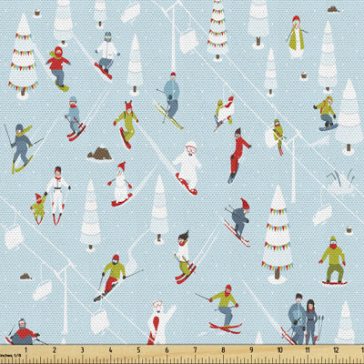 Lonny Ski Resort with Human on Snow Fabric