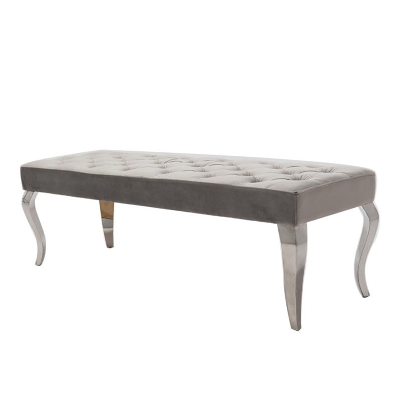Erdmann Velvet Upholstered Bench, Light Grey