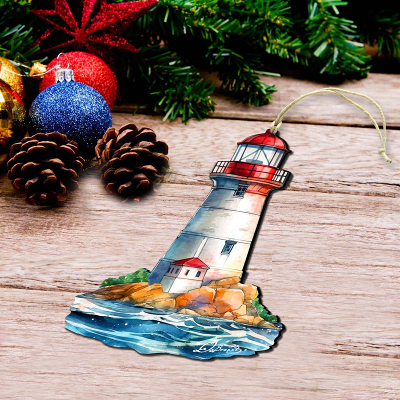 Ornements de Noël nautiques - Ornements en bois de phare par G.Debrekht