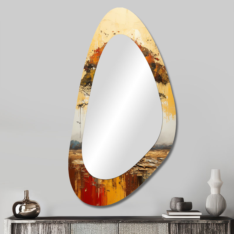 Miroir mural de forme unique, arbre asymétrique orange de Deyo