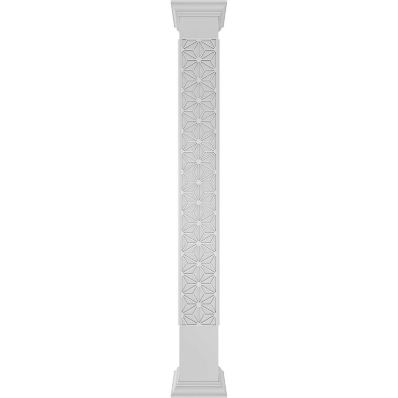 Craftsman Classic Square Non-Tapered Hampton Fretwork Column, 120" H x 11.625" W x 11.625" D