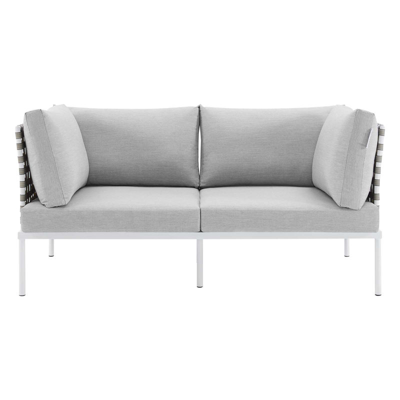 Causeuse de terrasse en aluminium Harmony Sunbrella, gris, Brun clair