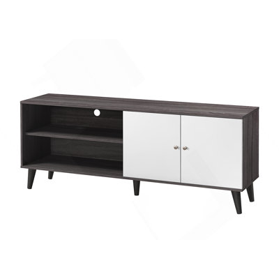 Meuble télé pour téléviseur de 47,3 po ou moins, avec 2 tablettes de rangement et 1 armoire, meuble télé moderne dans le salon en brun