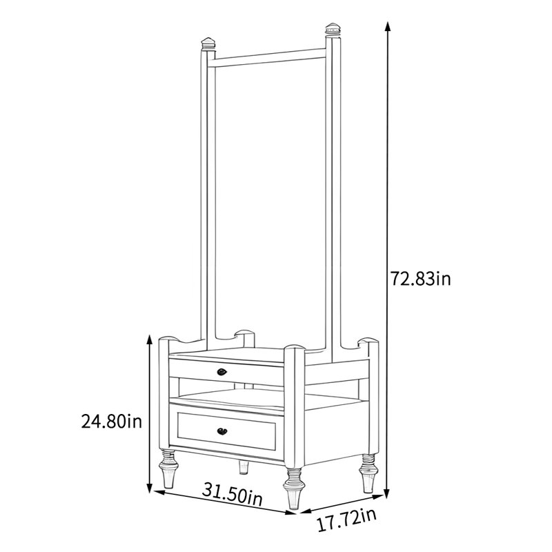 Sturdy Solid Wood Coat Rack with Enhanced Storage, White