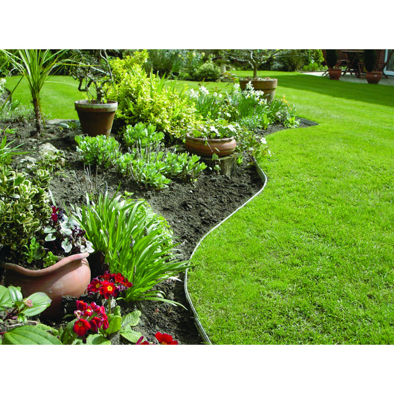 Swift Edge Rust-free Aluminium Garden Lawn & Border Edging - with connecting strips & fixing stakes, Nature
