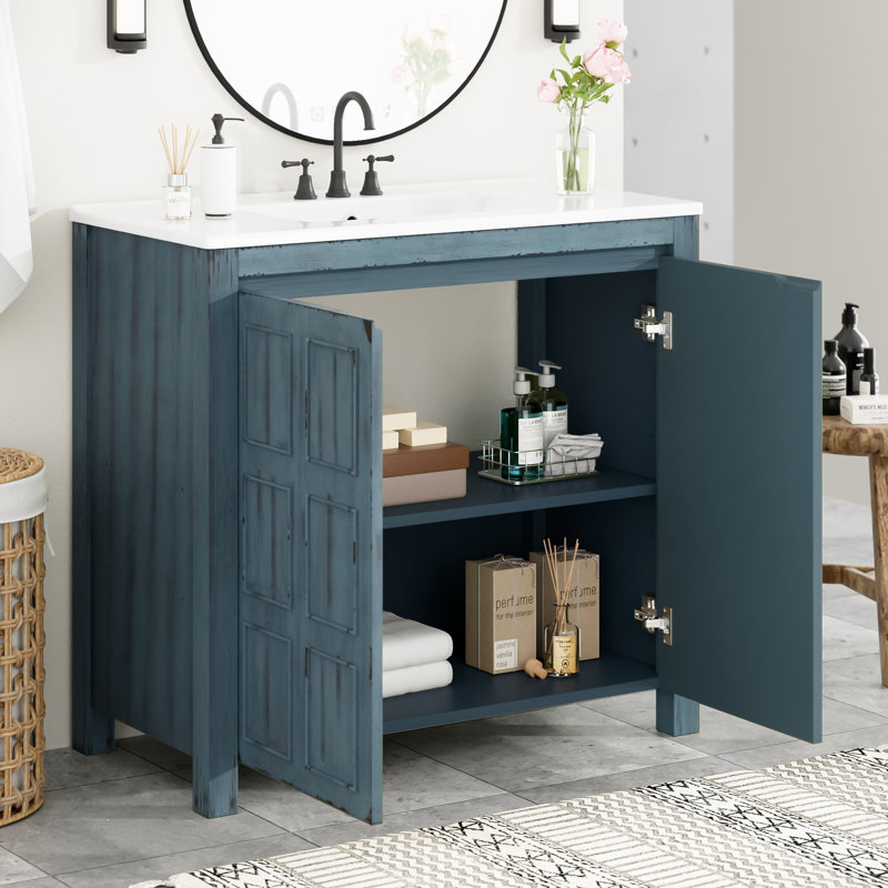 36" Single Bathroom Vanity Set, Retro Blue
