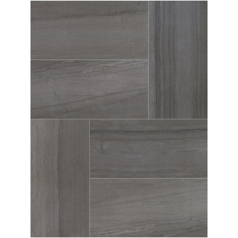 Shining Star 12'' W x 24'' L Porcelain Stone Look Singular Tile, Steel