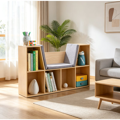 Bibliothèque pour enfants avec coin lecture et coussin, organisateur de rangement polyvalent pour chambre à coucher