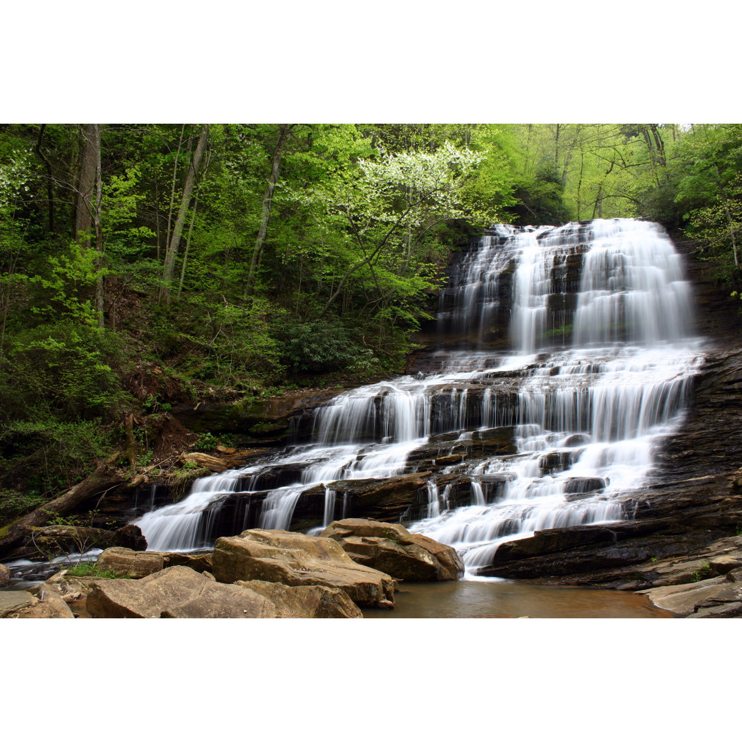 Wasserfall im Frühling von Dwalker2 - Kunstdrucke auf Leinwand ohne Rahmen