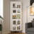 73'' White Metal Corner Cabinet With Doors & Adjustable Shelves, Stylish Space-Saving Corner Organizer For Multi-Scenes (Entryway/Bathroom/Bedroom/Dining Room/Living Room/Office)
