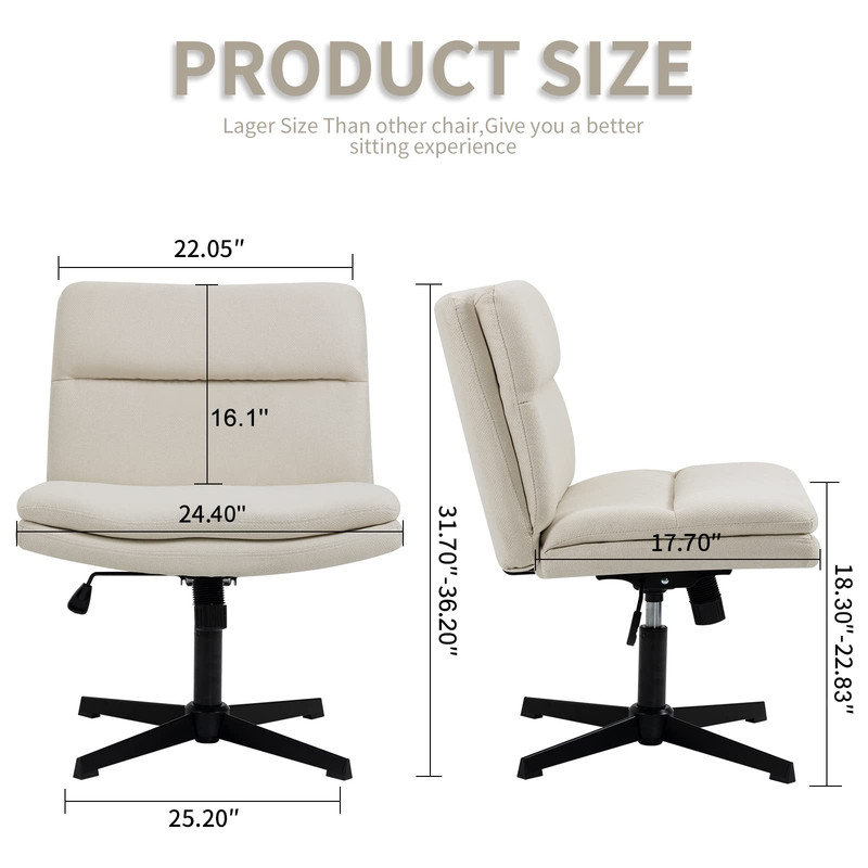 Chaise de bureau Bauke, Beige, Non