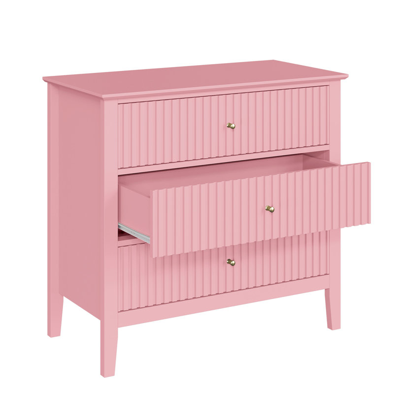 3 Drawer 81.3cm W Dresser, Pink