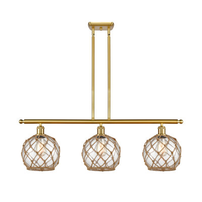 Luminaire suspendu linéaire à 3 lumières pour îlot de cuisine Hildebrandt Farmhouse