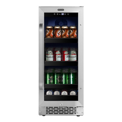 Whyter 15" width 112 Cans Stainless Steel Beverage Refrigerator with Reversible Door