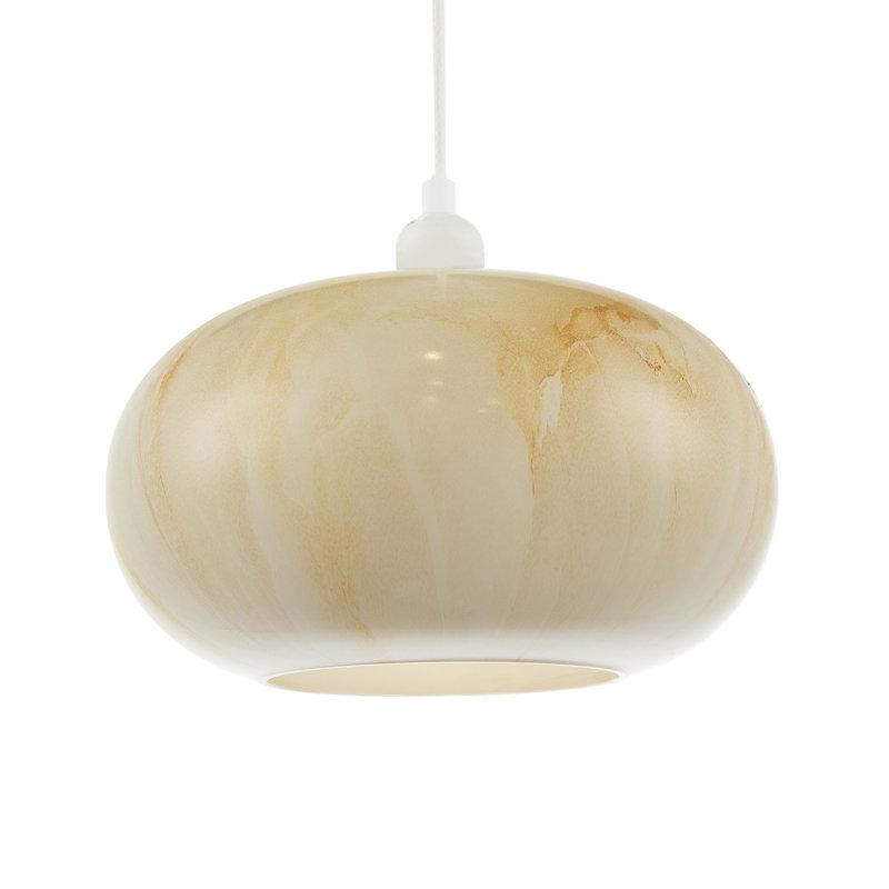 15cm H Glass Drum Pendant Shade ( No Direct Attachment Method ) in Cream
