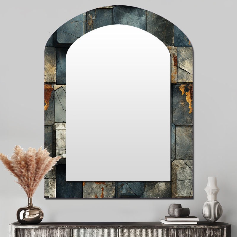Motif mural à rayures cubiques gris Petronella, 43 po x 33 po