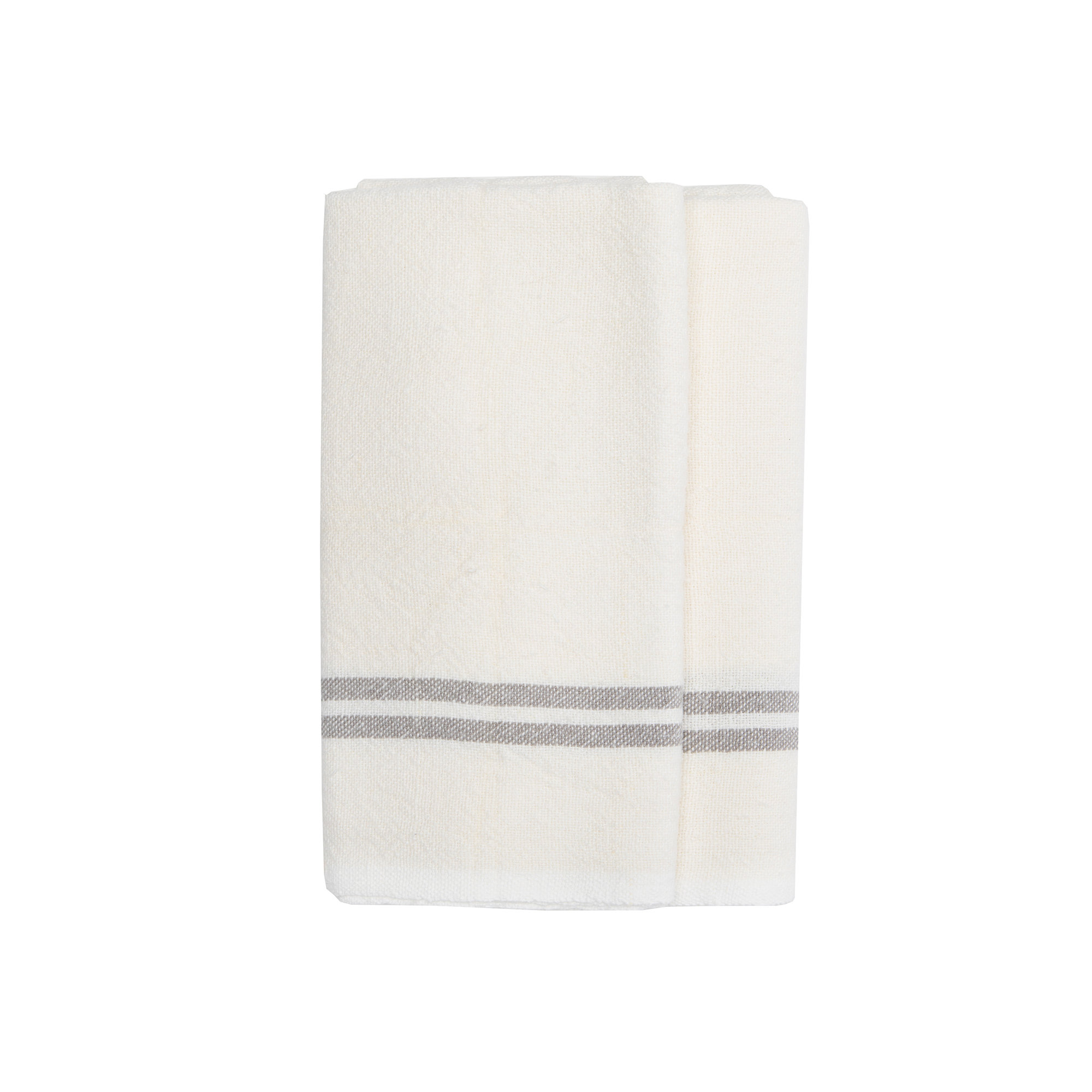 Brookline Stripe Tea Towel Kitchen Towel, Ivory/Grey