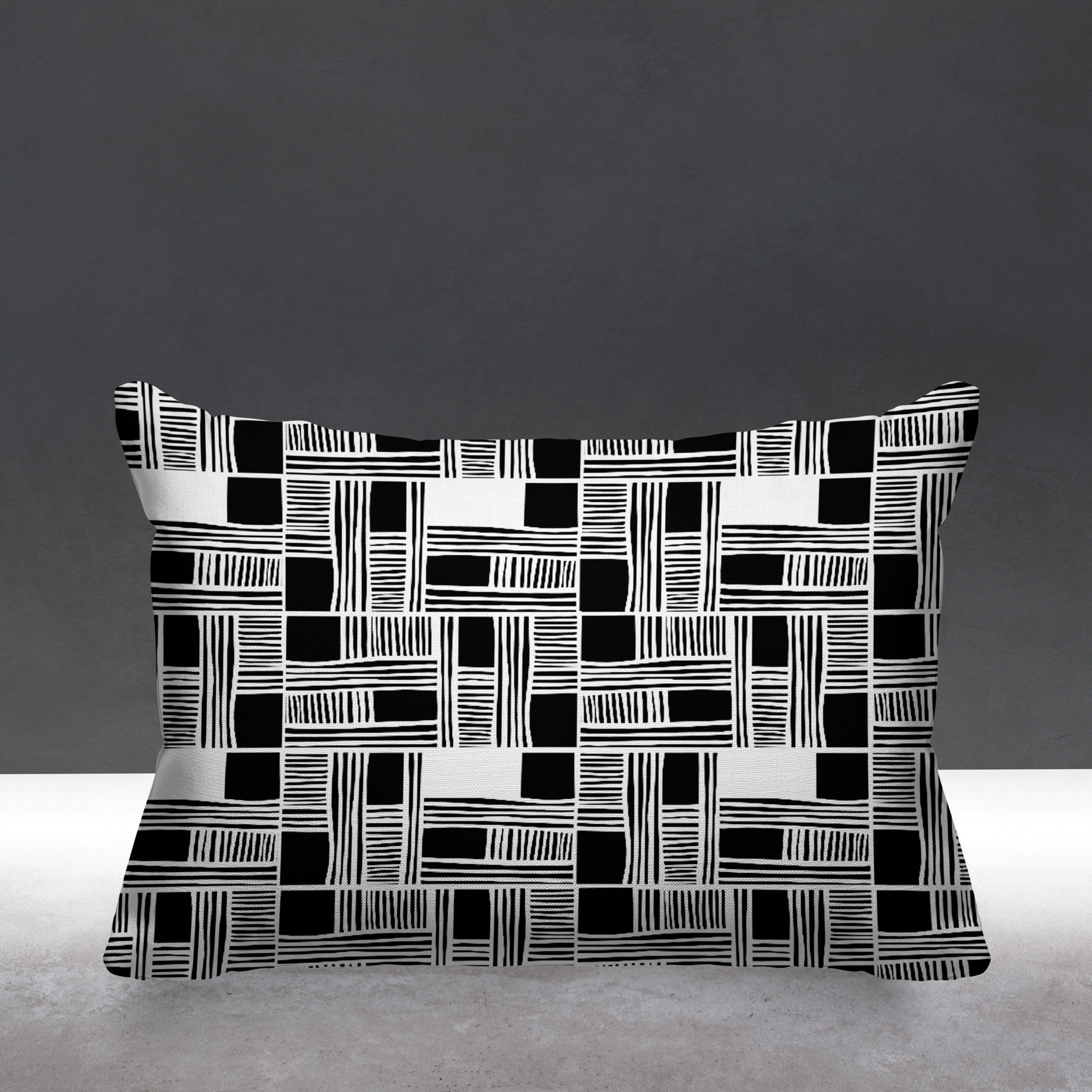 Kapri Indoor/Outdoor Throw Pillow, 14" x 20", Rectangle, Black