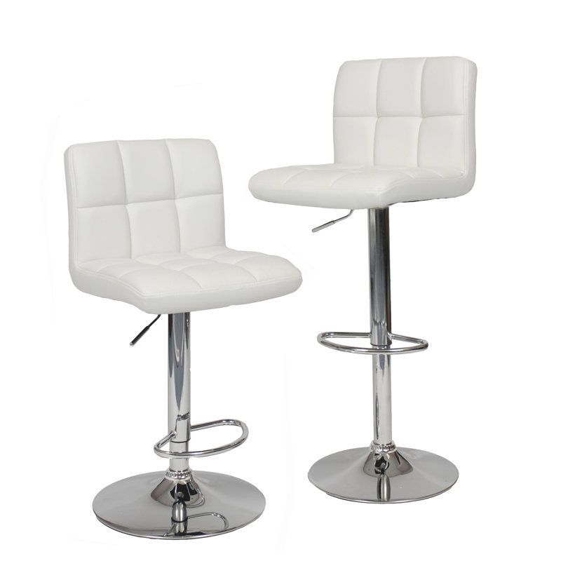 2 tabourets de bar réglables en similicuir blanc - relevage hydraulique et pivot à 360 degrés pour plus de fonctionnalité dans différents espaces 2 pièces avec siège pivotant