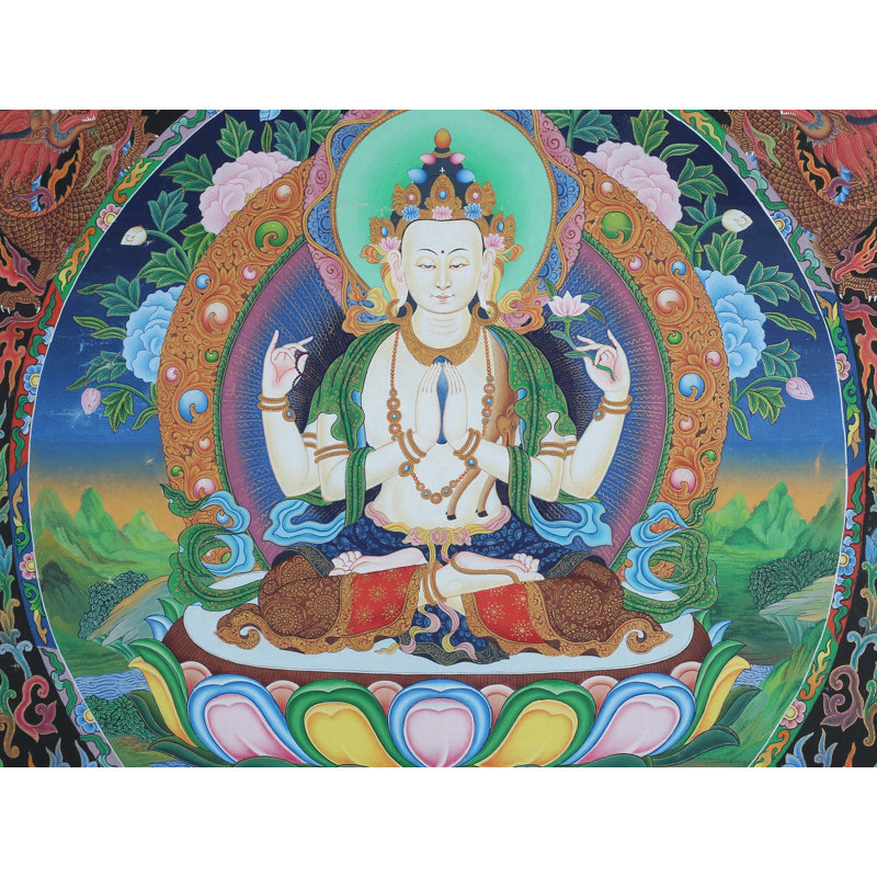 Newari Chenrezig (Avalokiteshvara) Brocadeless Thangka