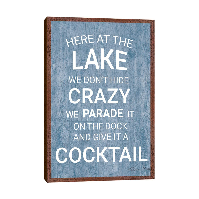 At The Lake - Print on Canvas, 66.04cm H x 45.72cm W x 3.81cm D, Classic Brown Wood Floater Framed