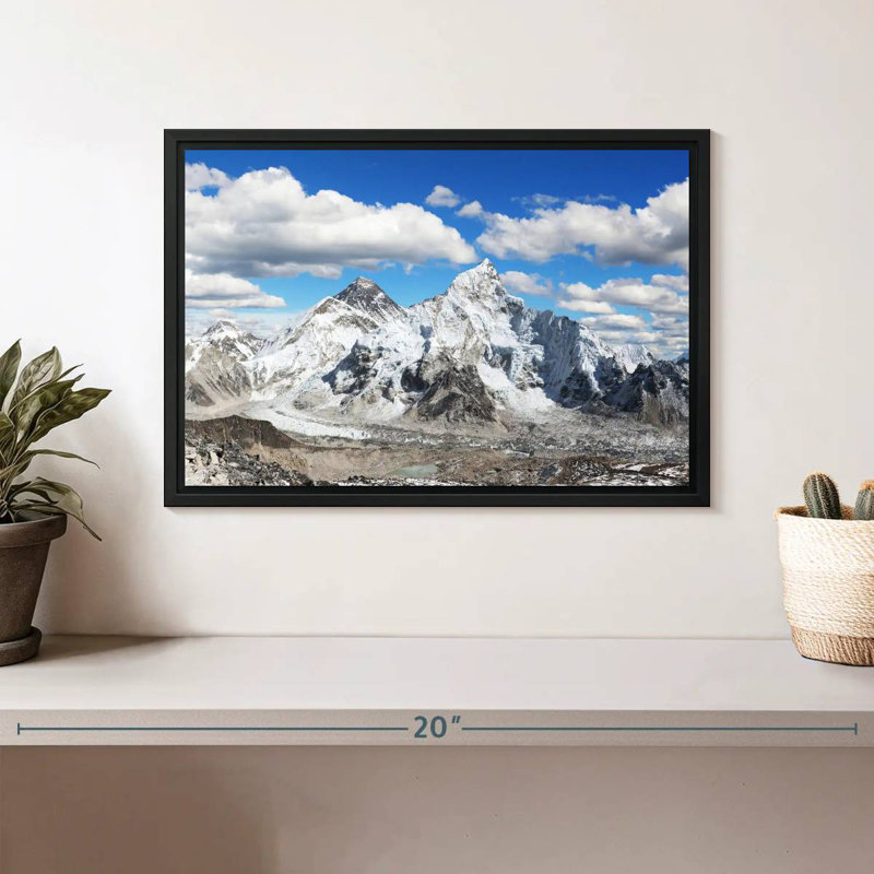 Vue panoramique de l'Himalaya, Cadre flottant noir, 13 po x 9 po