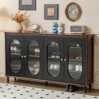 Armoire à chaussures 70,86 po en bois de frêne vintage français à 4 portes - Rangement spacieux pour le vestibule