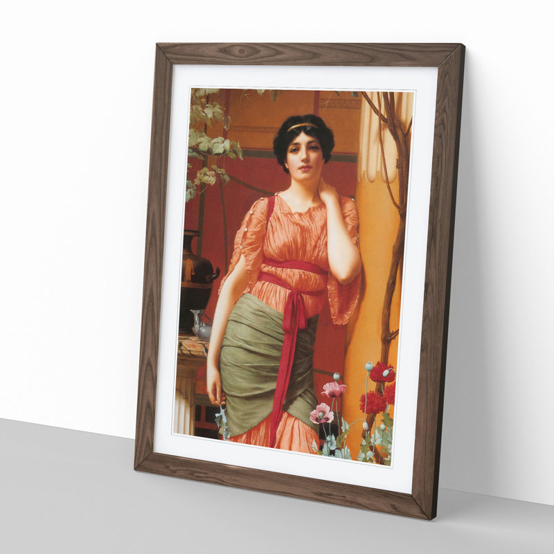 Nerissa by John William Godward - Picture Frame Painting, 65cm H x 48cm W x 2cm D, Walnut Framed