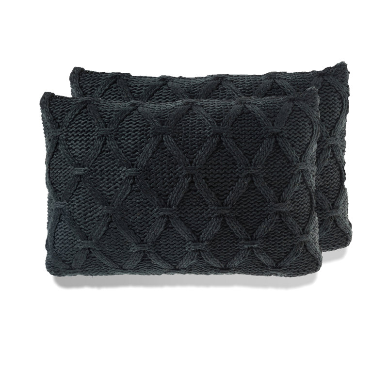 Geometric Throw Pillow, Black, Down Blend