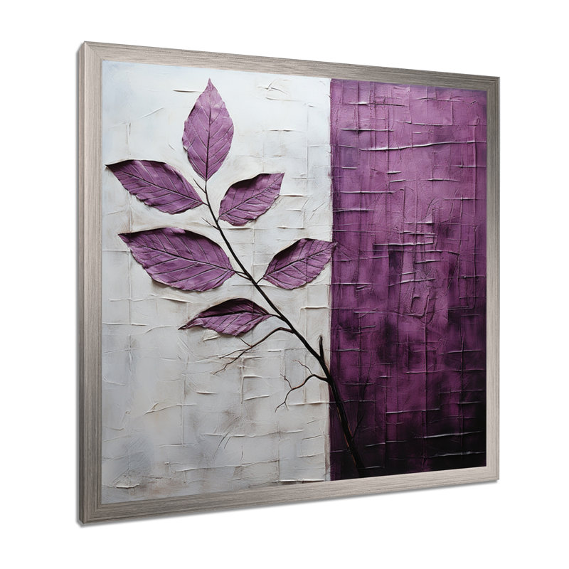 «Purple Leaves Plum Precision - Leaves», reproduction sur toile encadrée, H 24 po x l 24 po x P 1 po, Cadre simple argenté